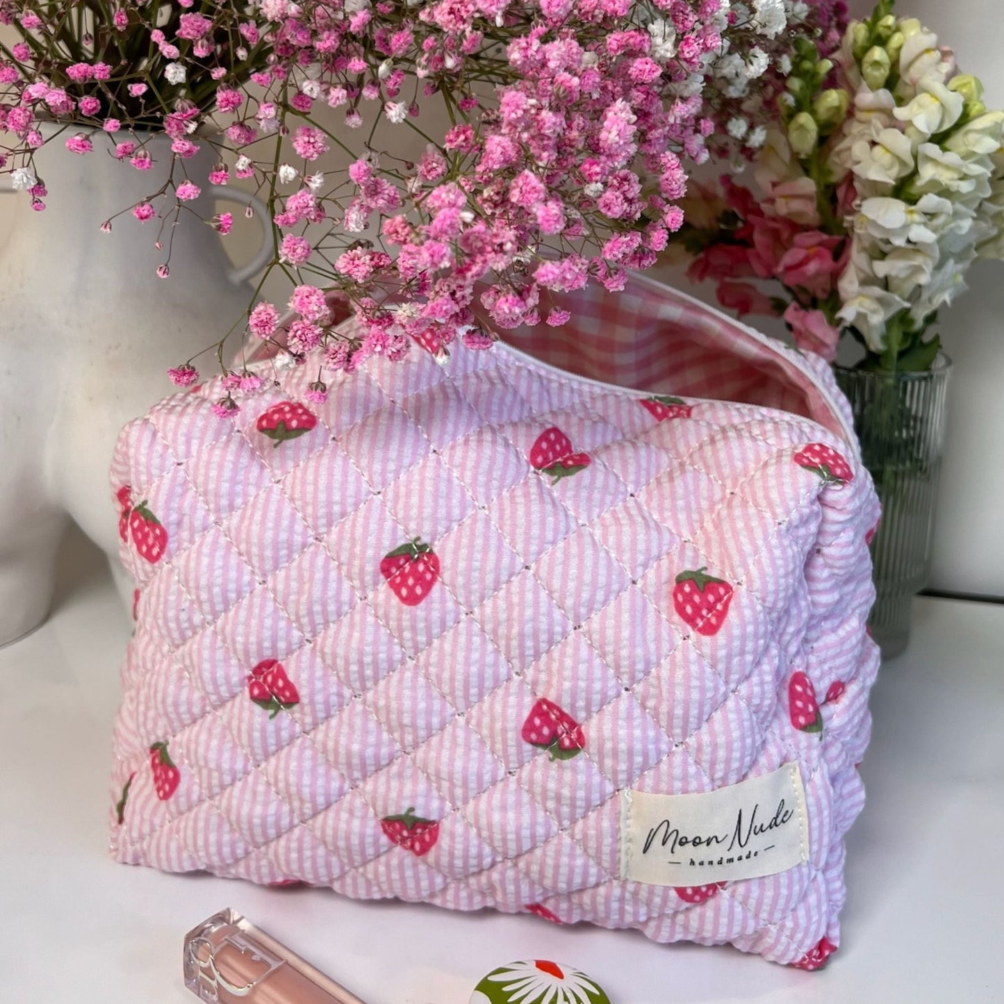 strawberry large makeup bag