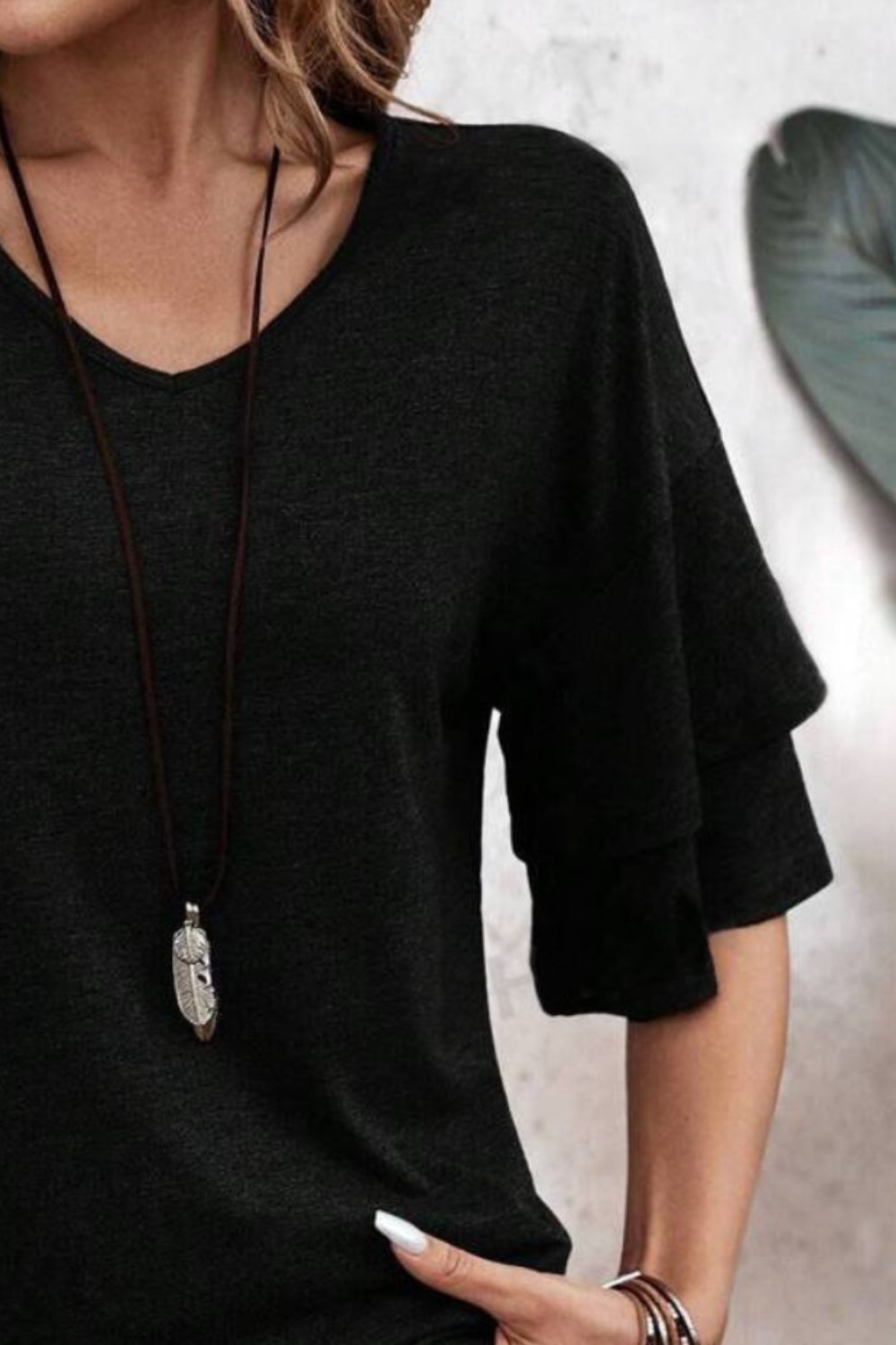 v-neck half sleeve blouse