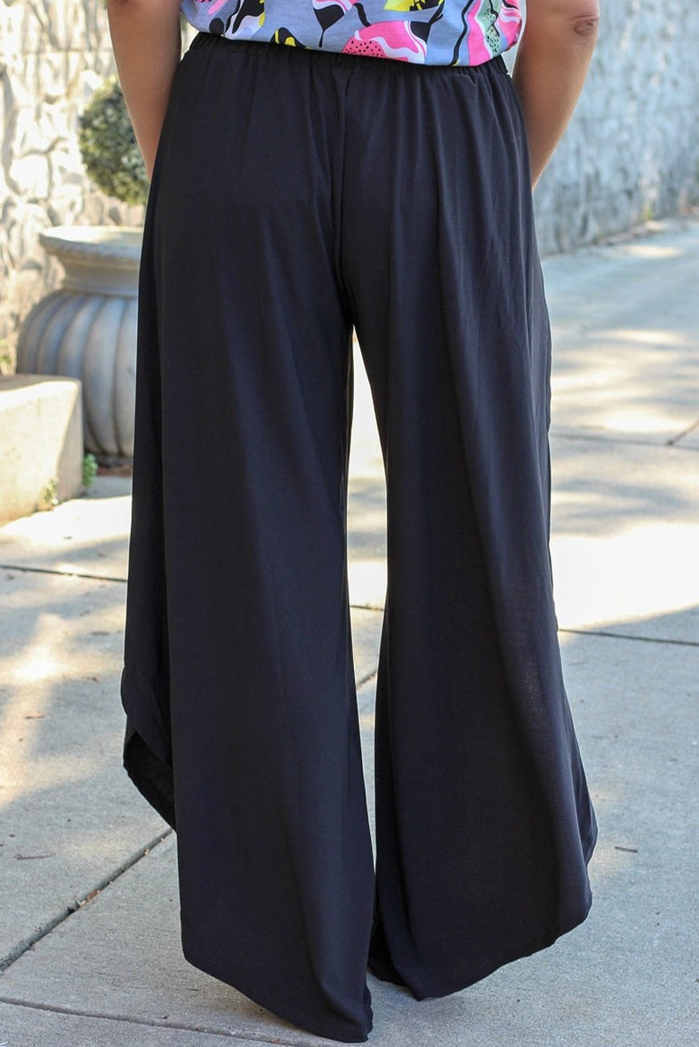 plus size tie front wide leg pants