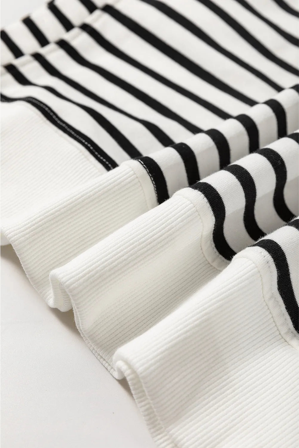 slit striped round neck long sleeve sweatshirt