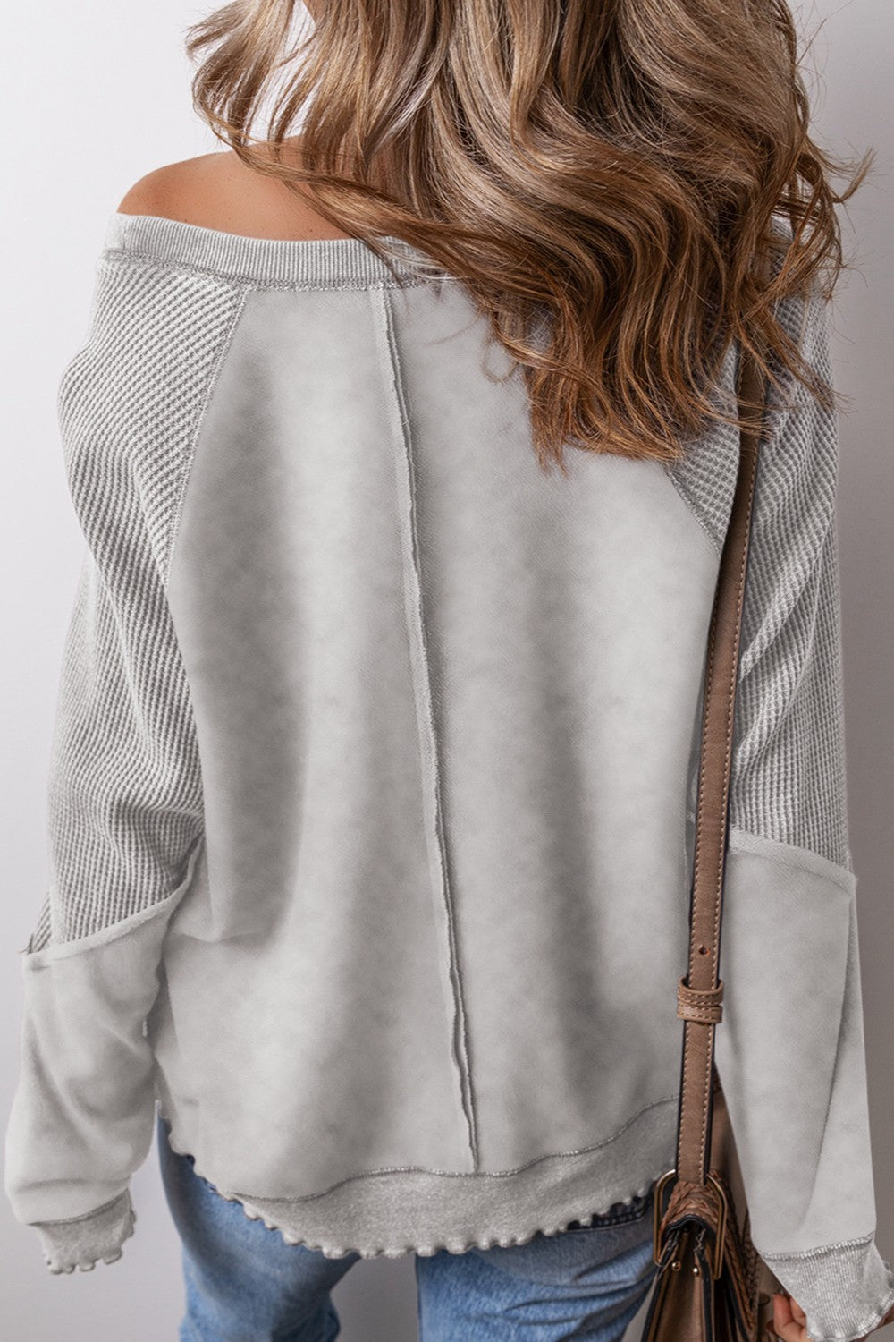 exposed seam long sleeve sweatshirt