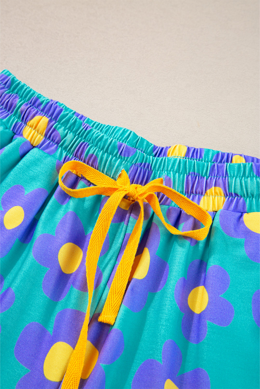 green flower print short sleeve shirt pajamas set