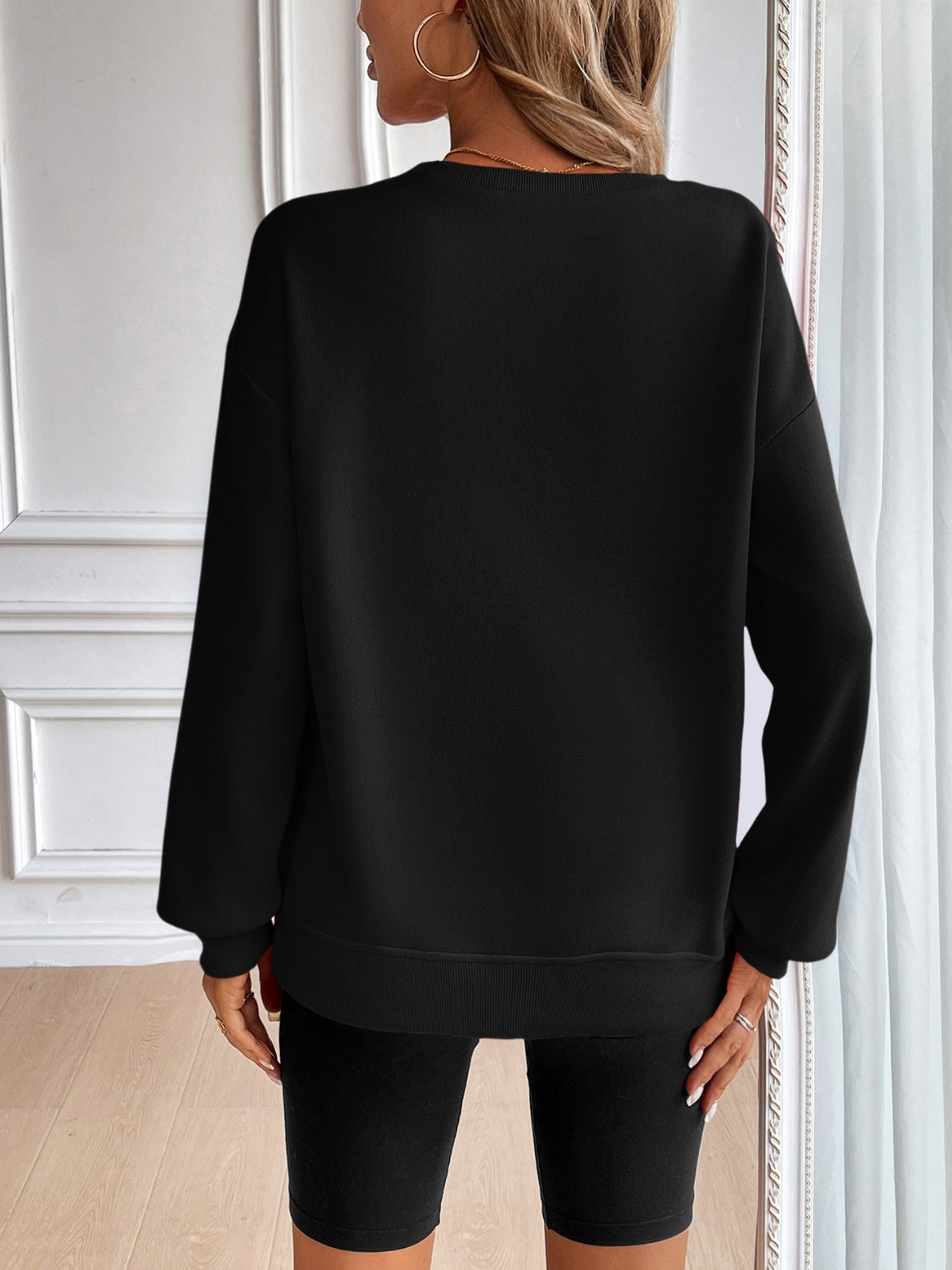 ivy lane round neck long sleeve sweatshirt