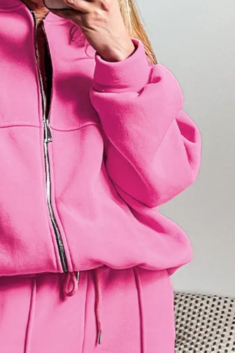 zip up long sleeve top and pants set
