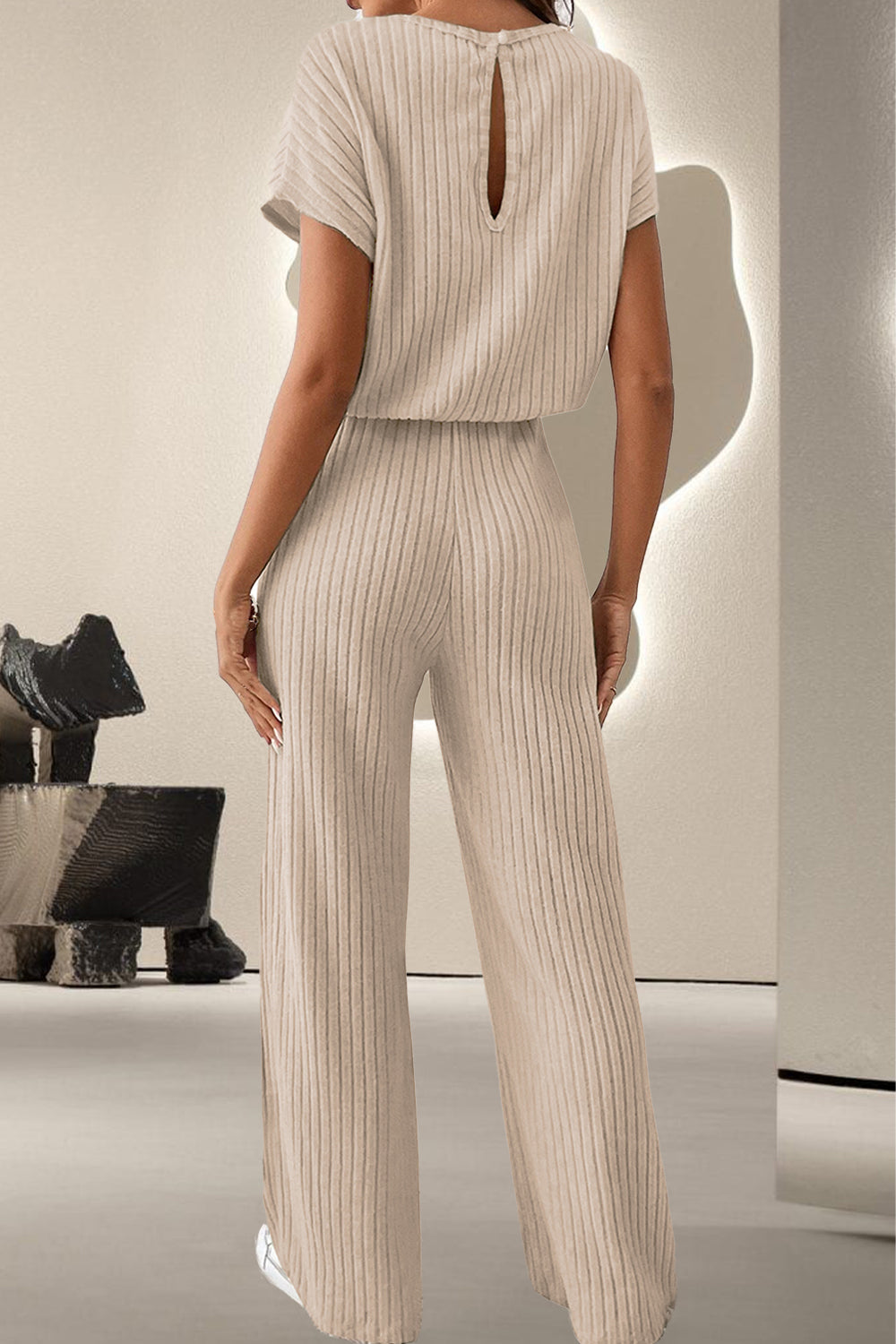 round neck short sleeve jumpsuit