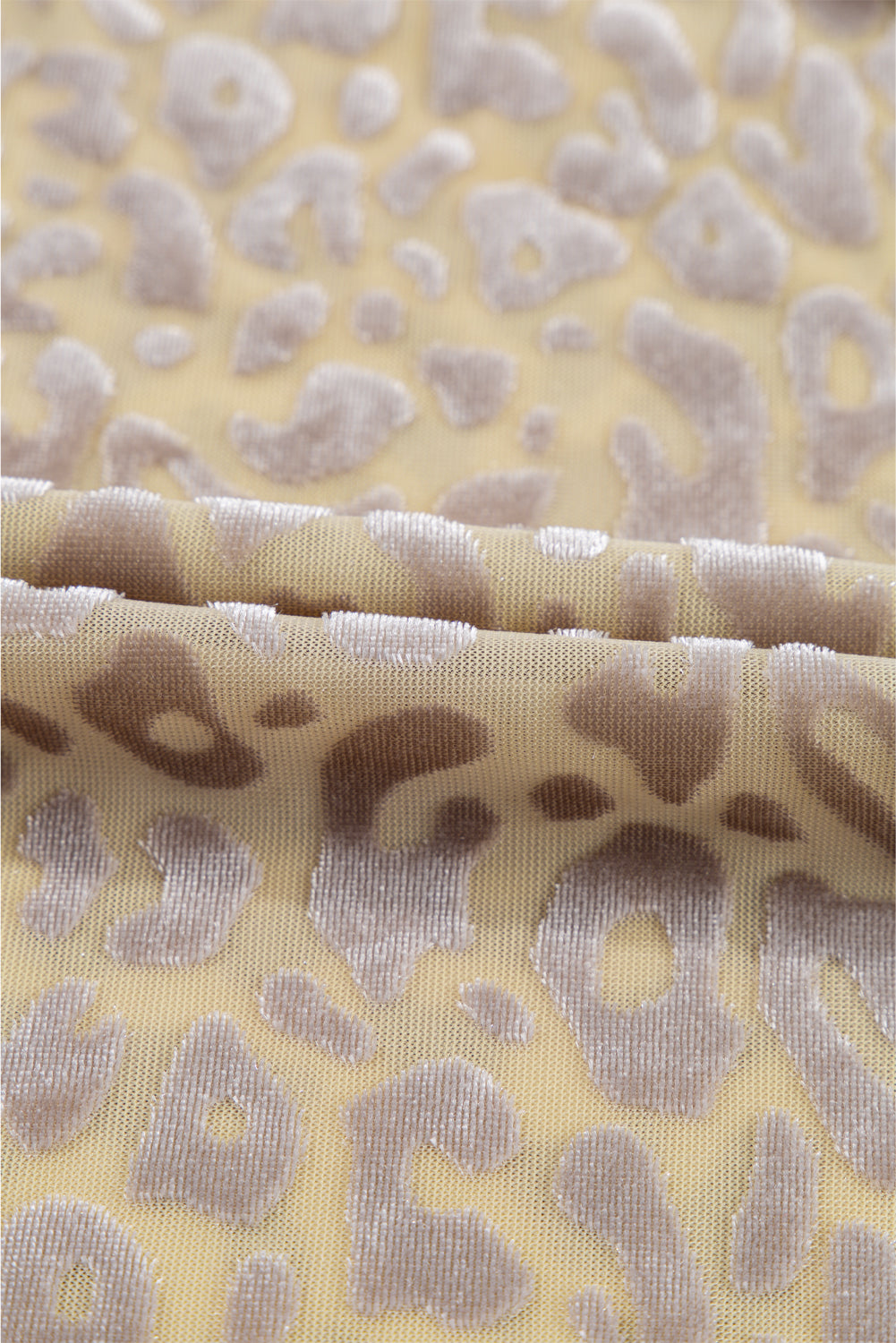 beige leopard velvet burnout off shoulder long sleeve blouse