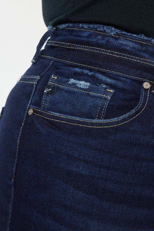 plus high rise double wb fray hem flare jeans
