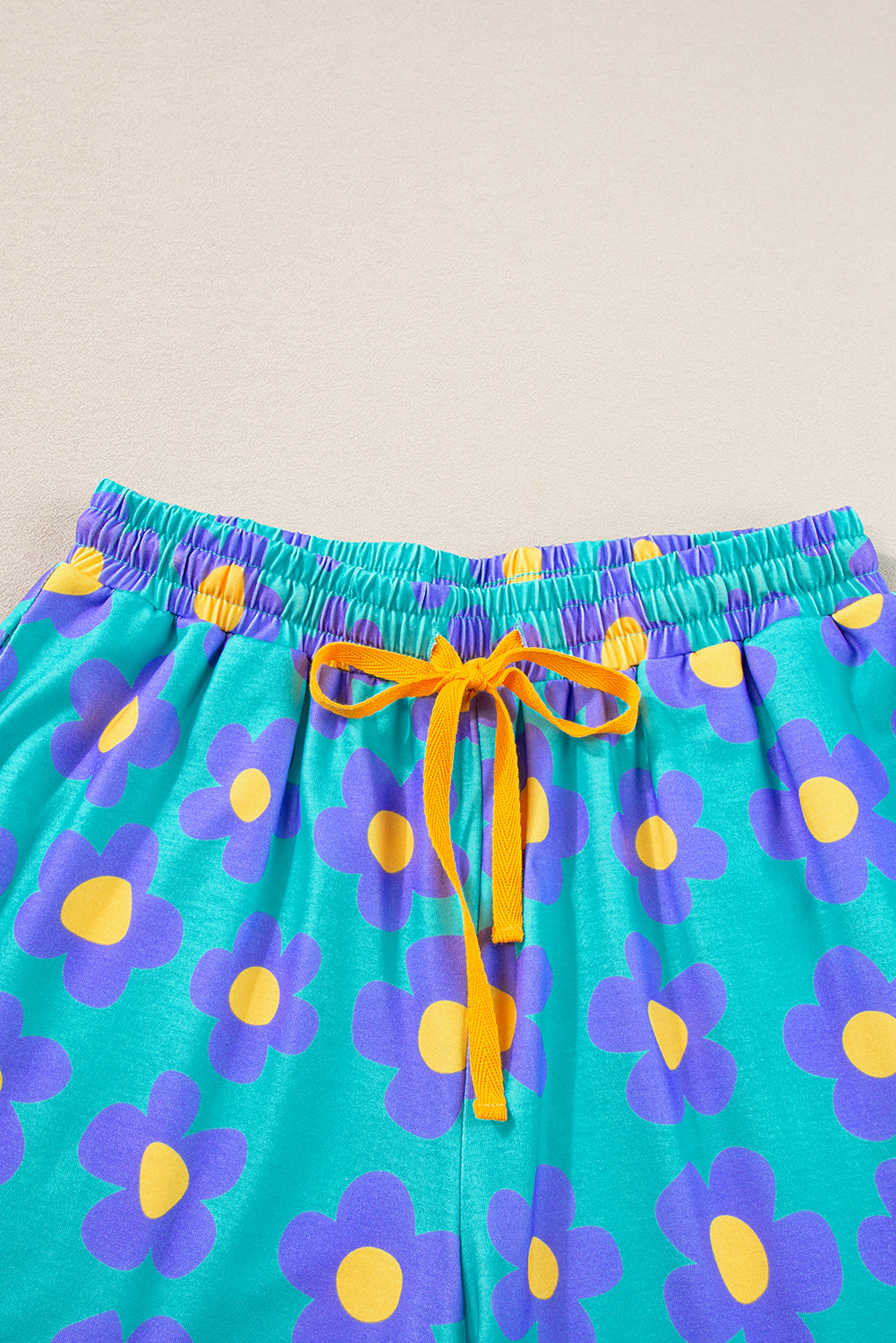 green flower print short sleeve shirt pajamas set