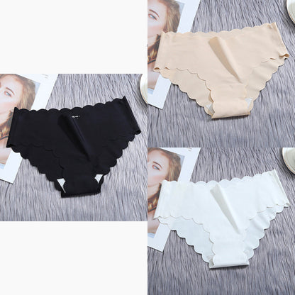Ruffle Ice Silk Underwear Women's Girls Shorts Package Seamless Underwear Smooth Satin Ladies Underwear Set