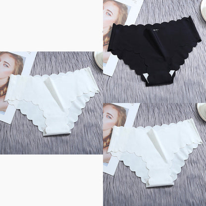Ruffle Ice Silk Underwear Women's Girls Shorts Package Seamless Underwear Smooth Satin Ladies Underwear Set
