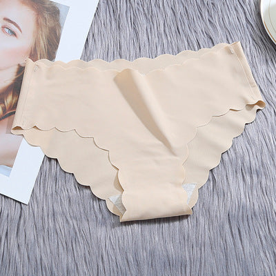 ruffle ice silk underwear women's girls shorts package seamless underwear smooth satin ladies underwear set