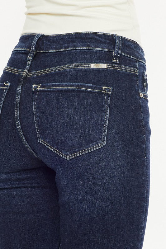 high rise button down cuffed bermuda jeans