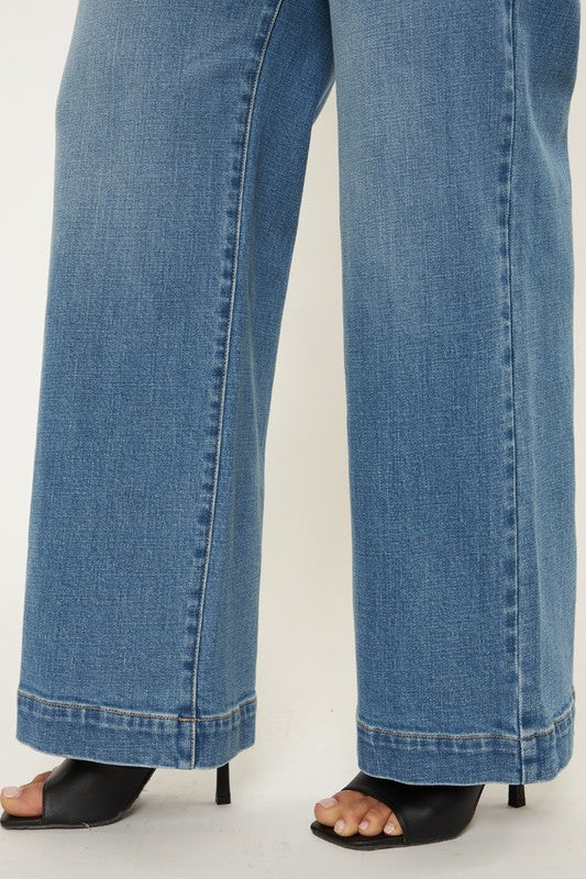 plus high rise trouser wide leg jeans