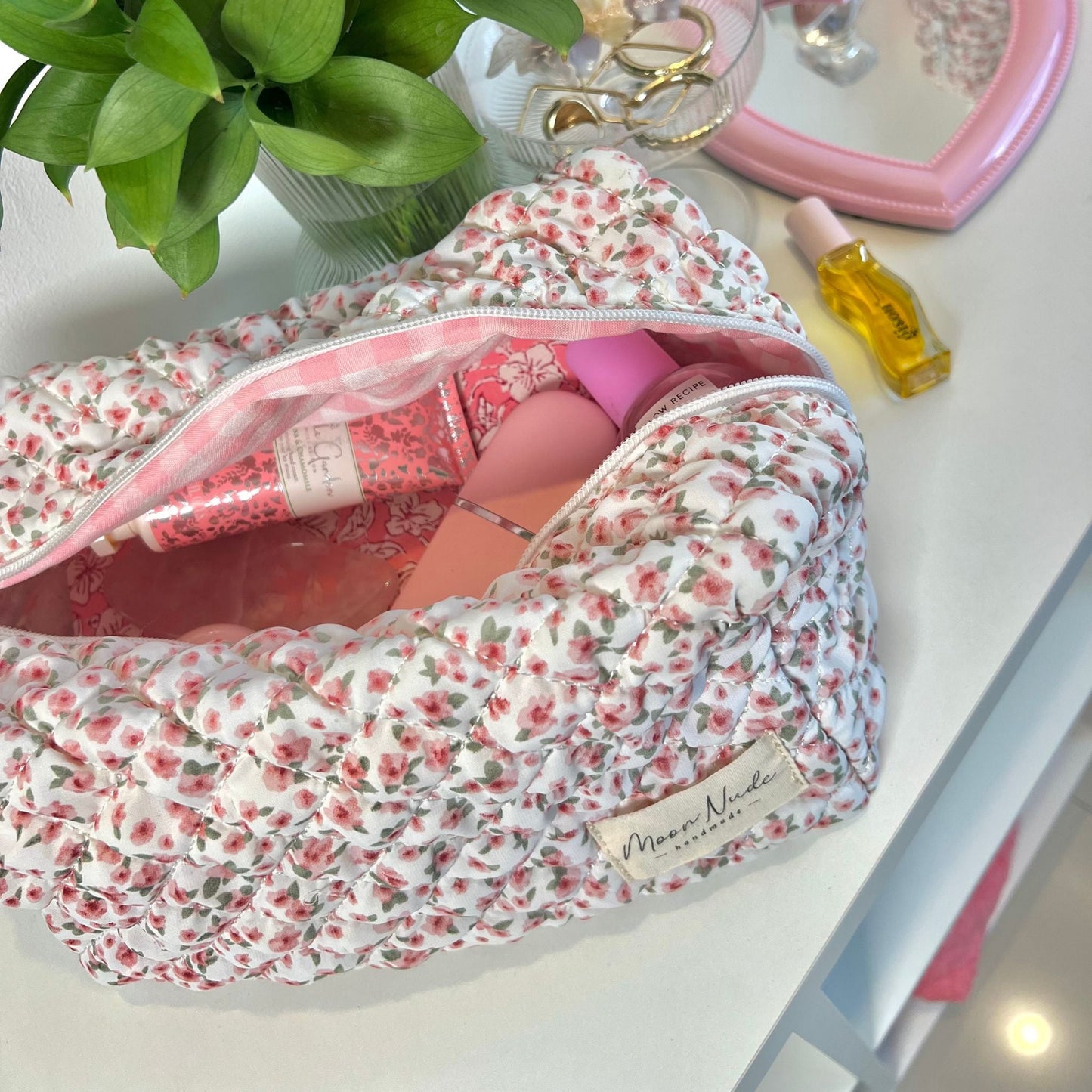 peony large makeup bag
