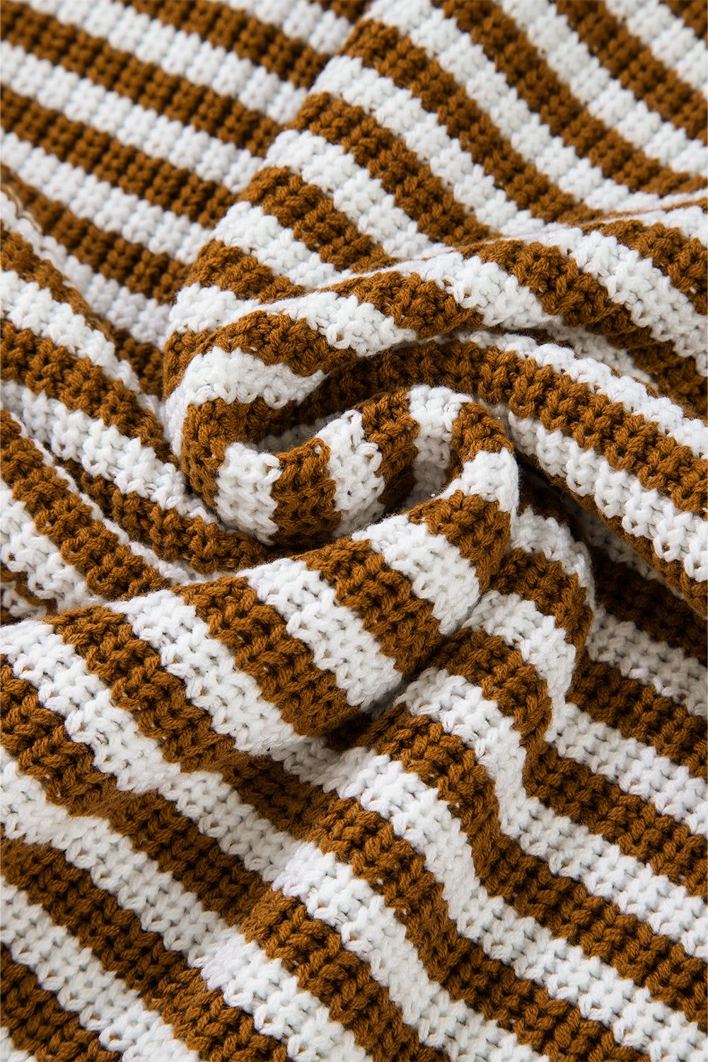 khaki stripe zip up collar drop shoulder sweater