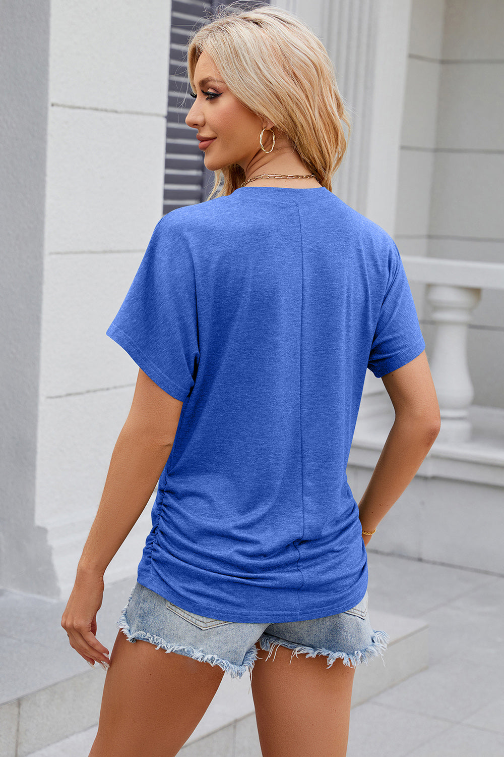 round neck flutter sleeve t-shirt