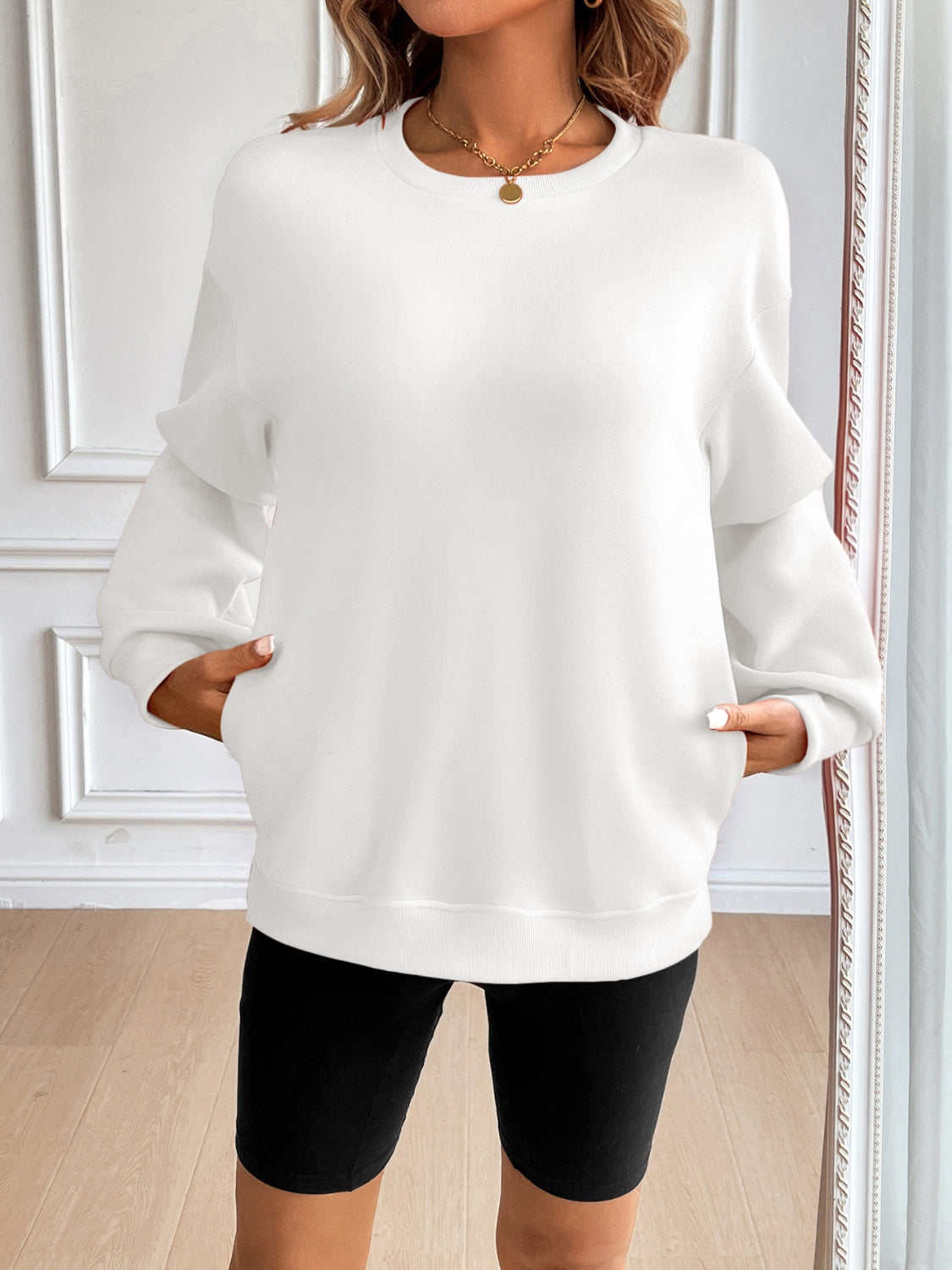 ivy lane round neck long sleeve sweatshirt