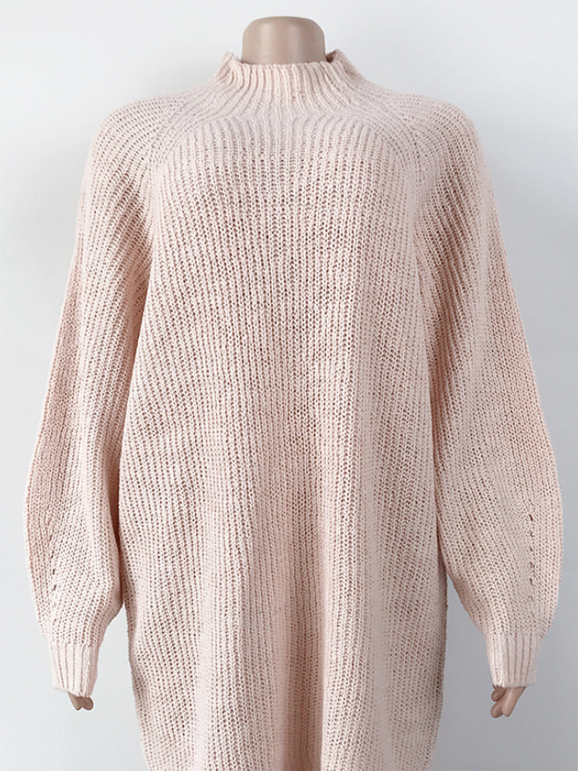 mock neck dropped shoulder sweater dress