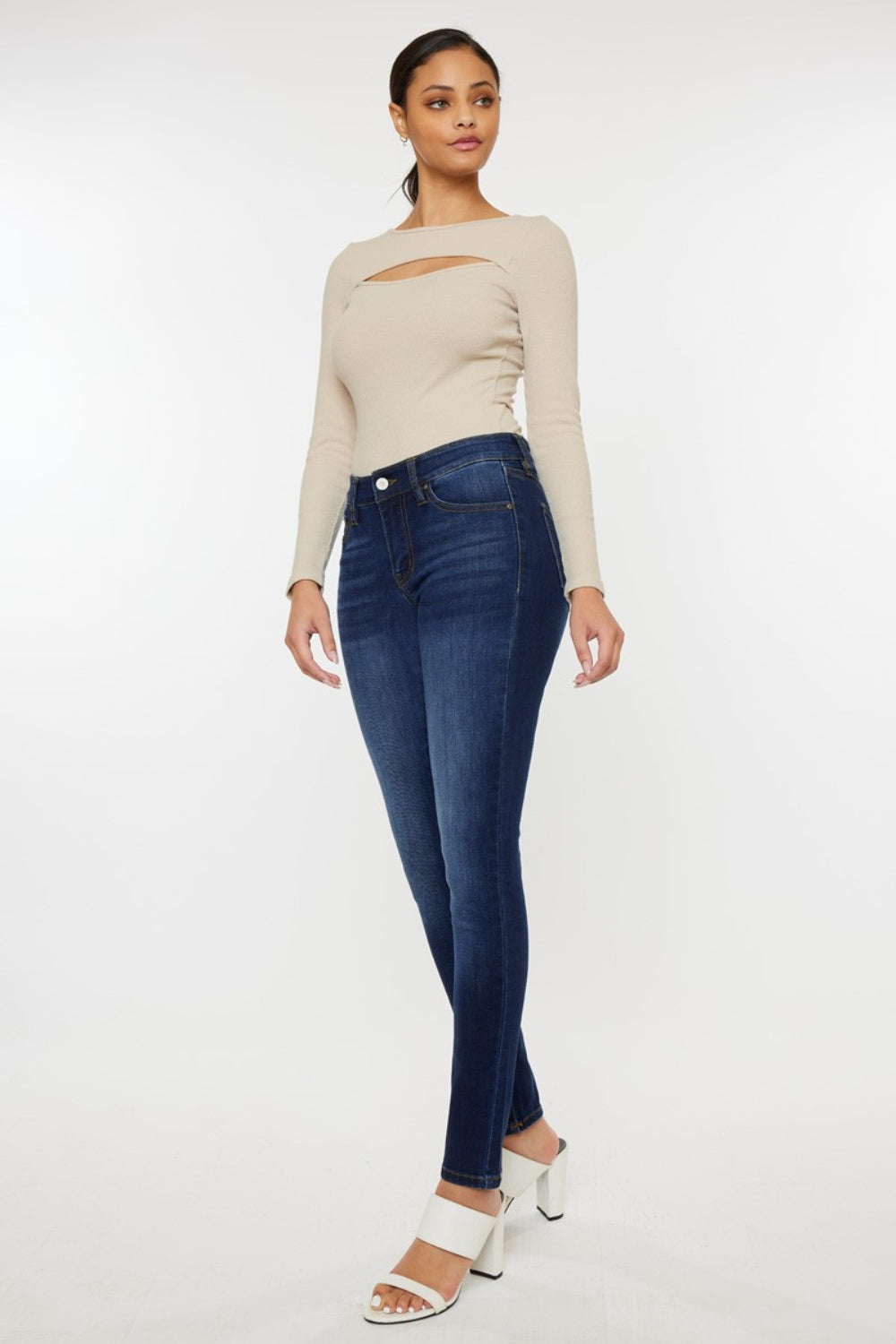 kancan mid rise gradient skinny jeans