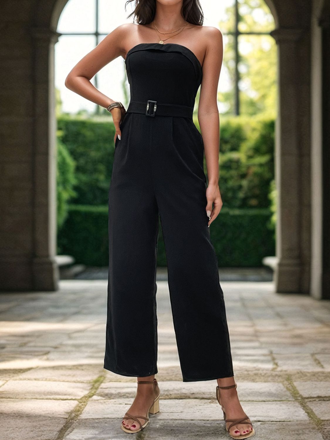 tube jumpsuit with pockets