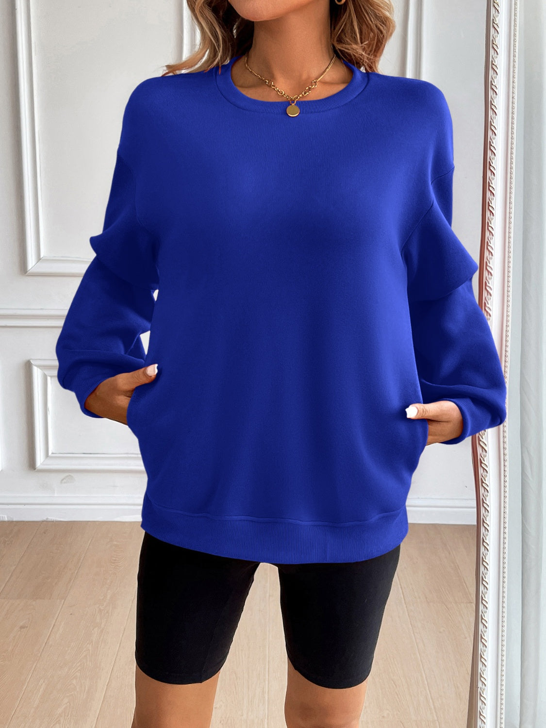 ivy lane round neck long sleeve sweatshirt