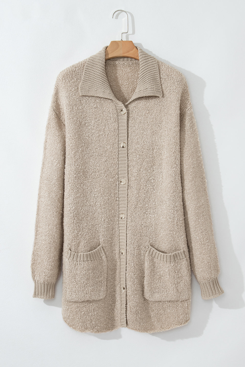 jet stream collared drop shoulder button up cardigan with pocket