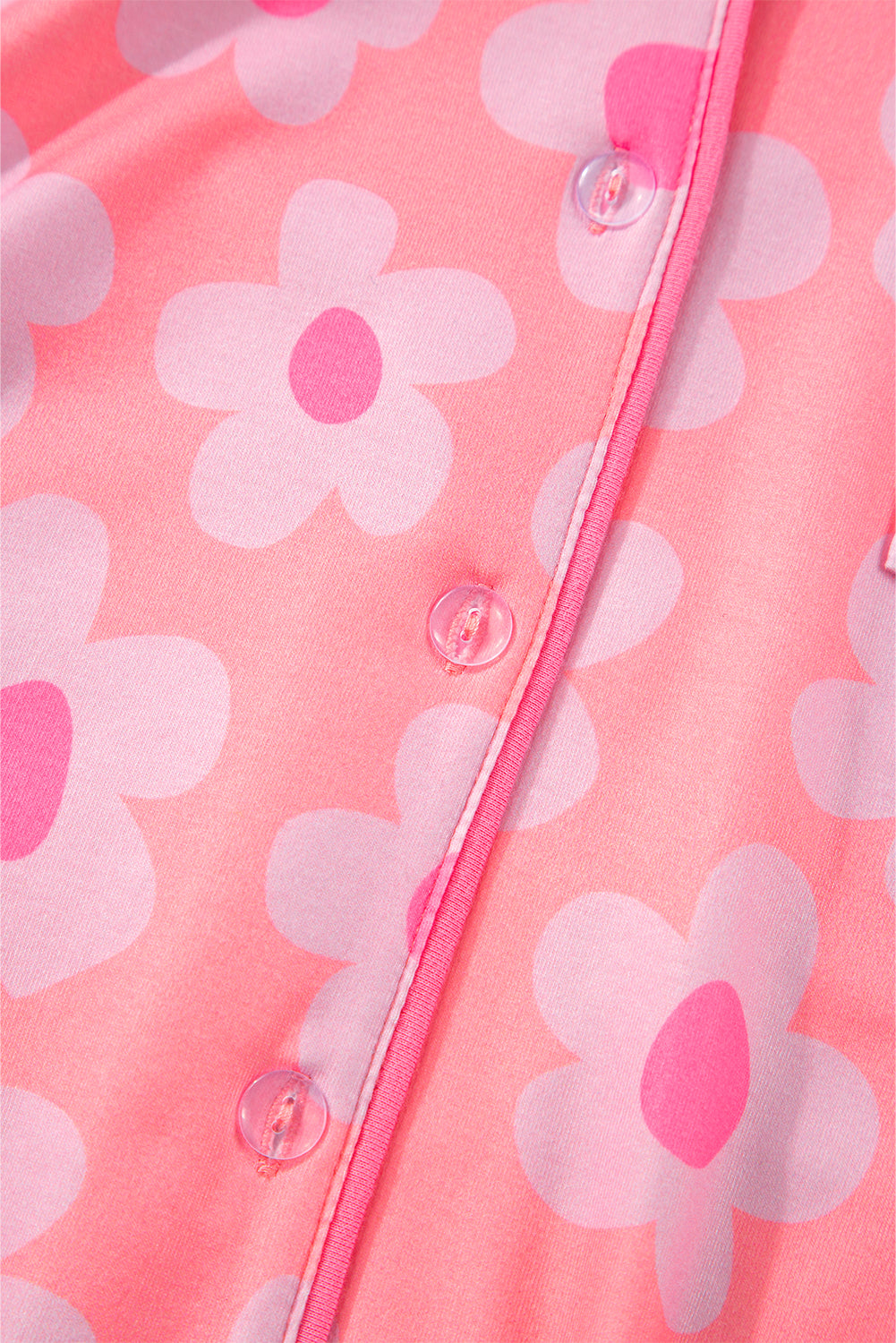 pink flower print short sleeve shirt pajamas set