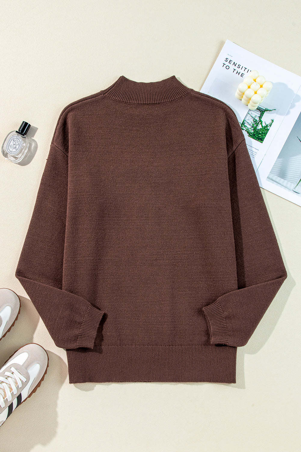 coffee western howdy boot graphic high neck sweater