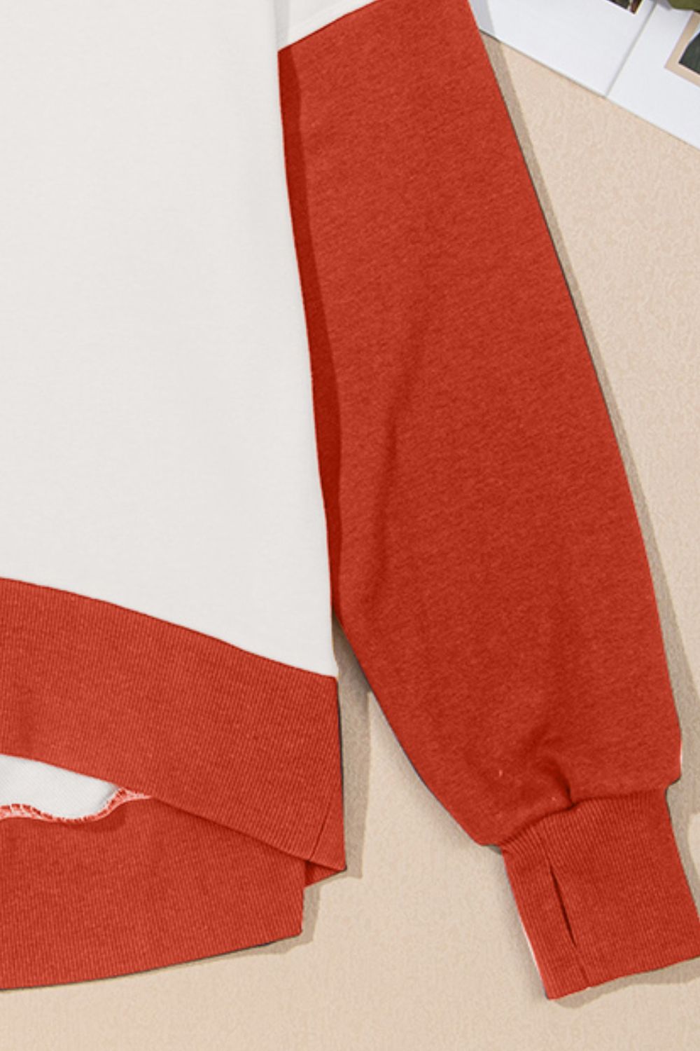 contrast round neck long sleeve sweatshirt