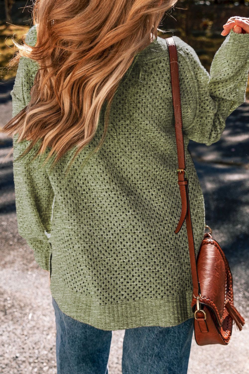 v-neck dropped shoulder long sleeve sweater