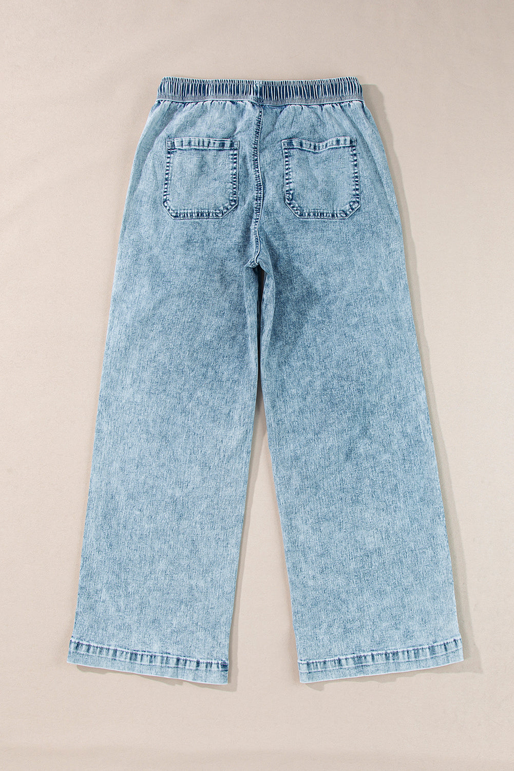 myosotis mineral wash drawstring waist loose straight denim pants