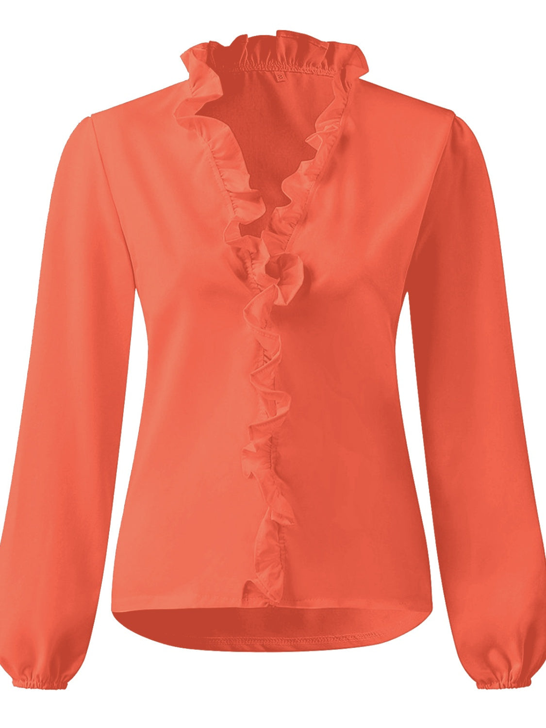 full size ruffled v-neck long sleeve blouse