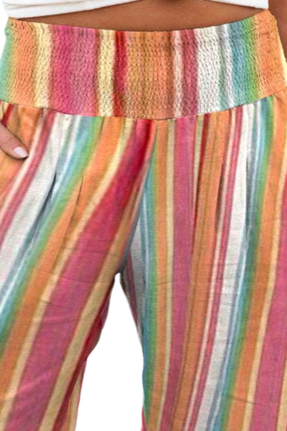 plus size striped wide leg pants