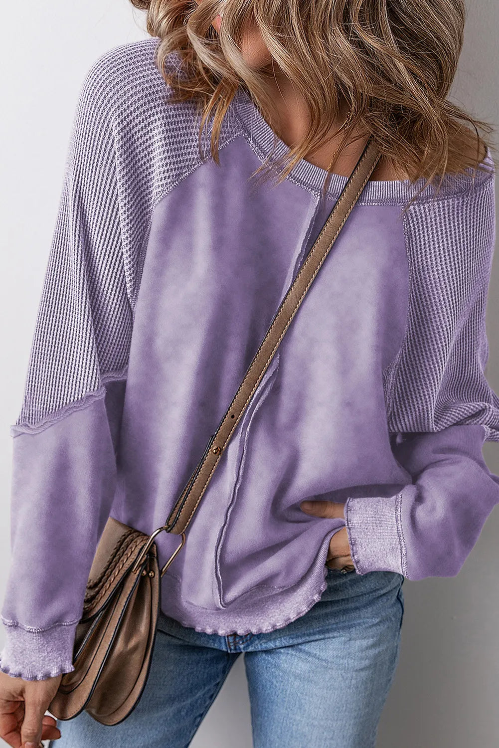 exposed seam long sleeve sweatshirt
