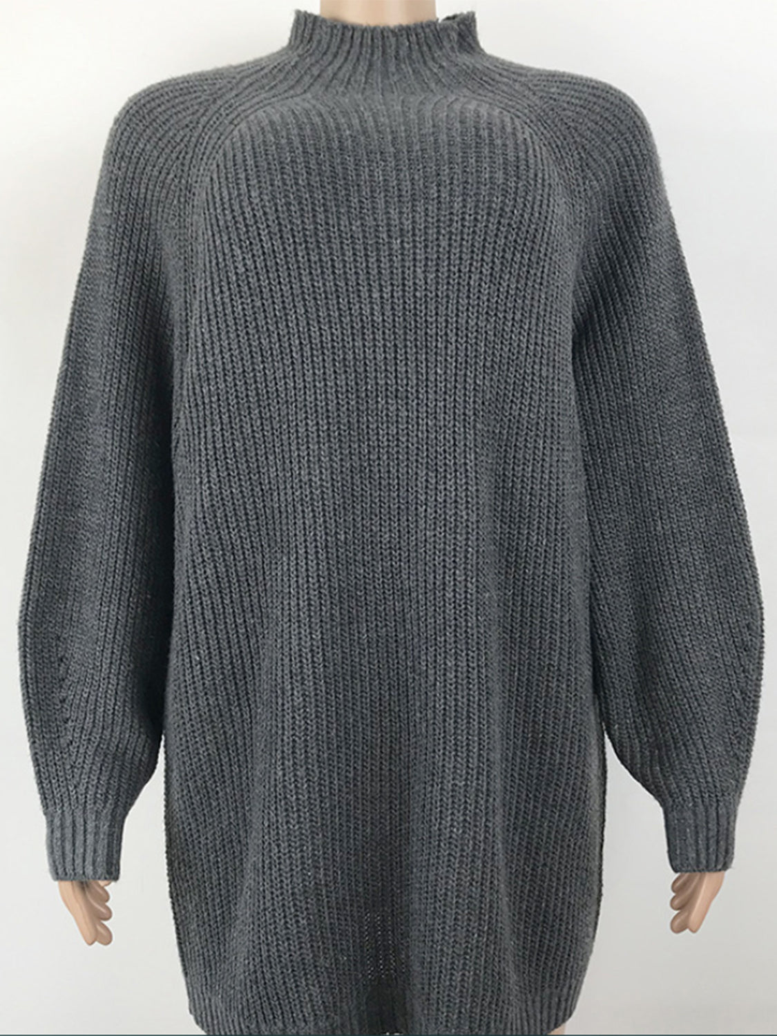 mock neck dropped shoulder sweater dress