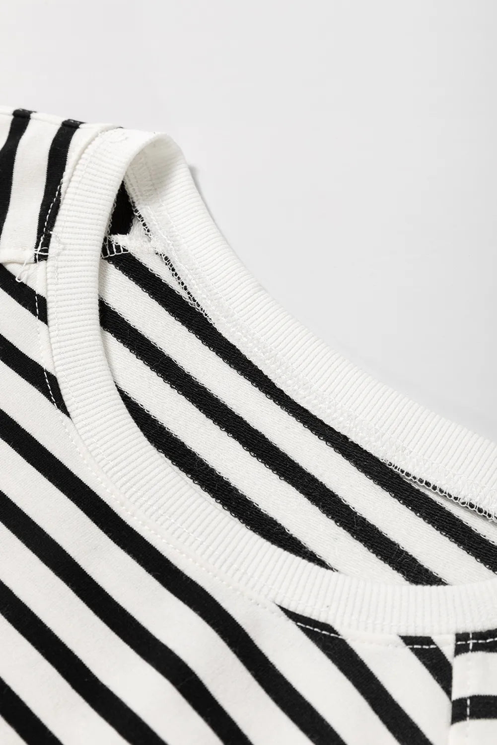 slit striped round neck long sleeve sweatshirt