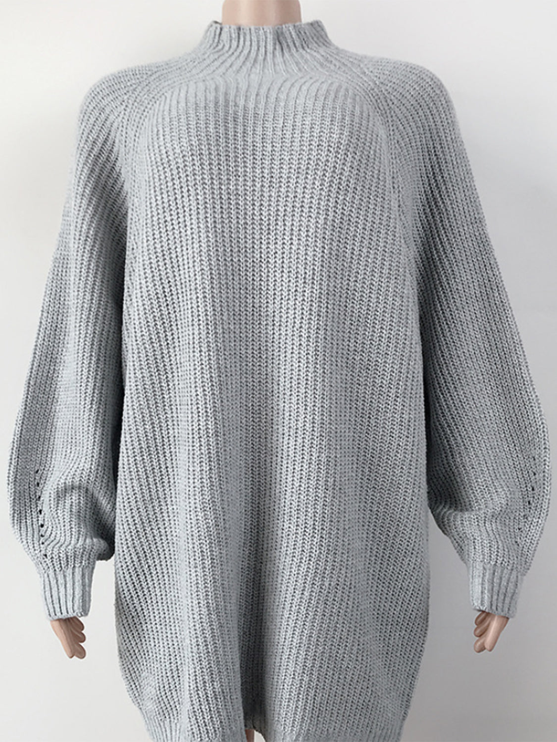 mock neck dropped shoulder sweater dress