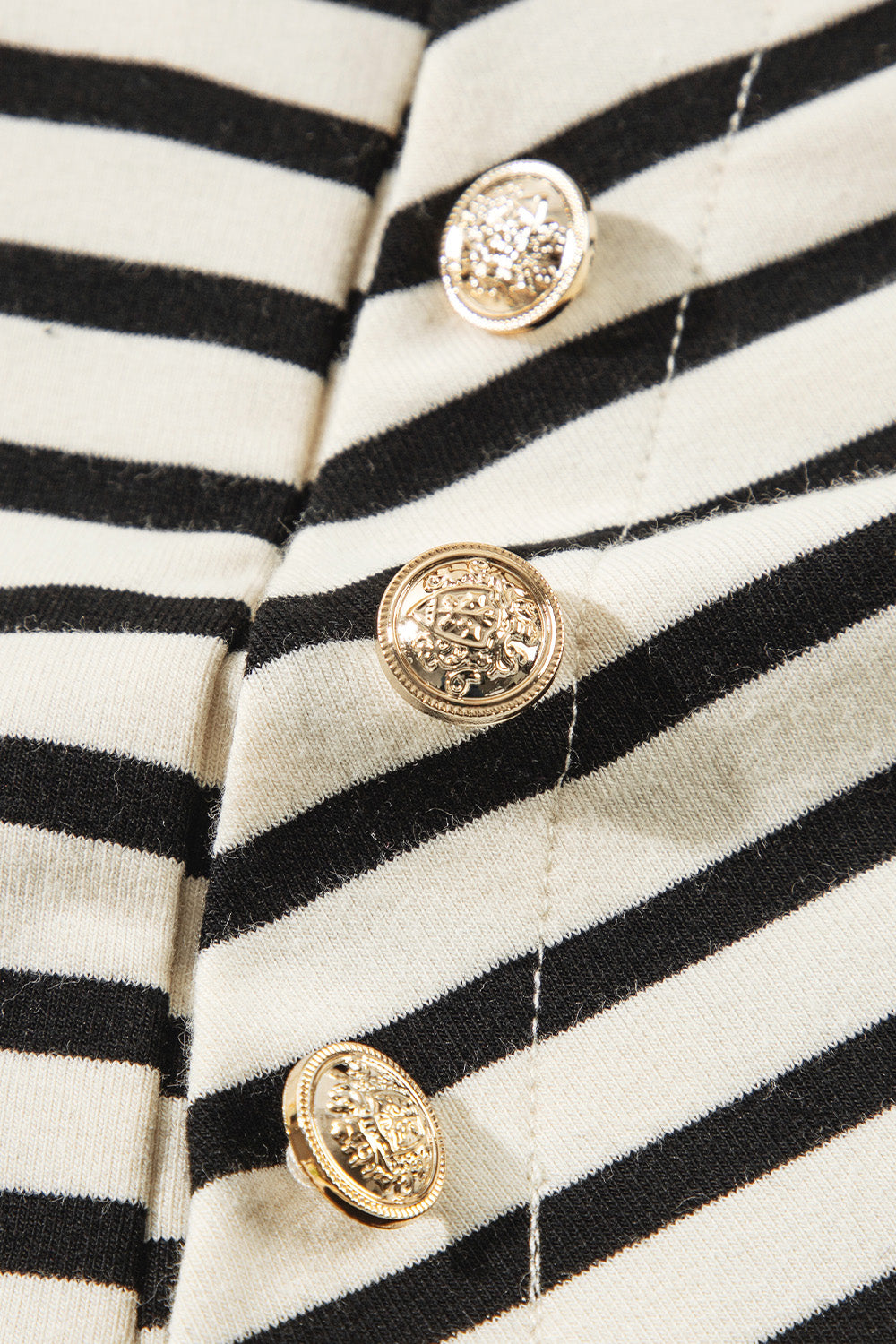 decorative button striped long sleeve sweatshirt