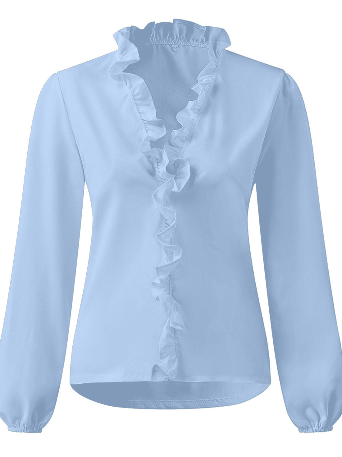 full size ruffled v-neck long sleeve blouse