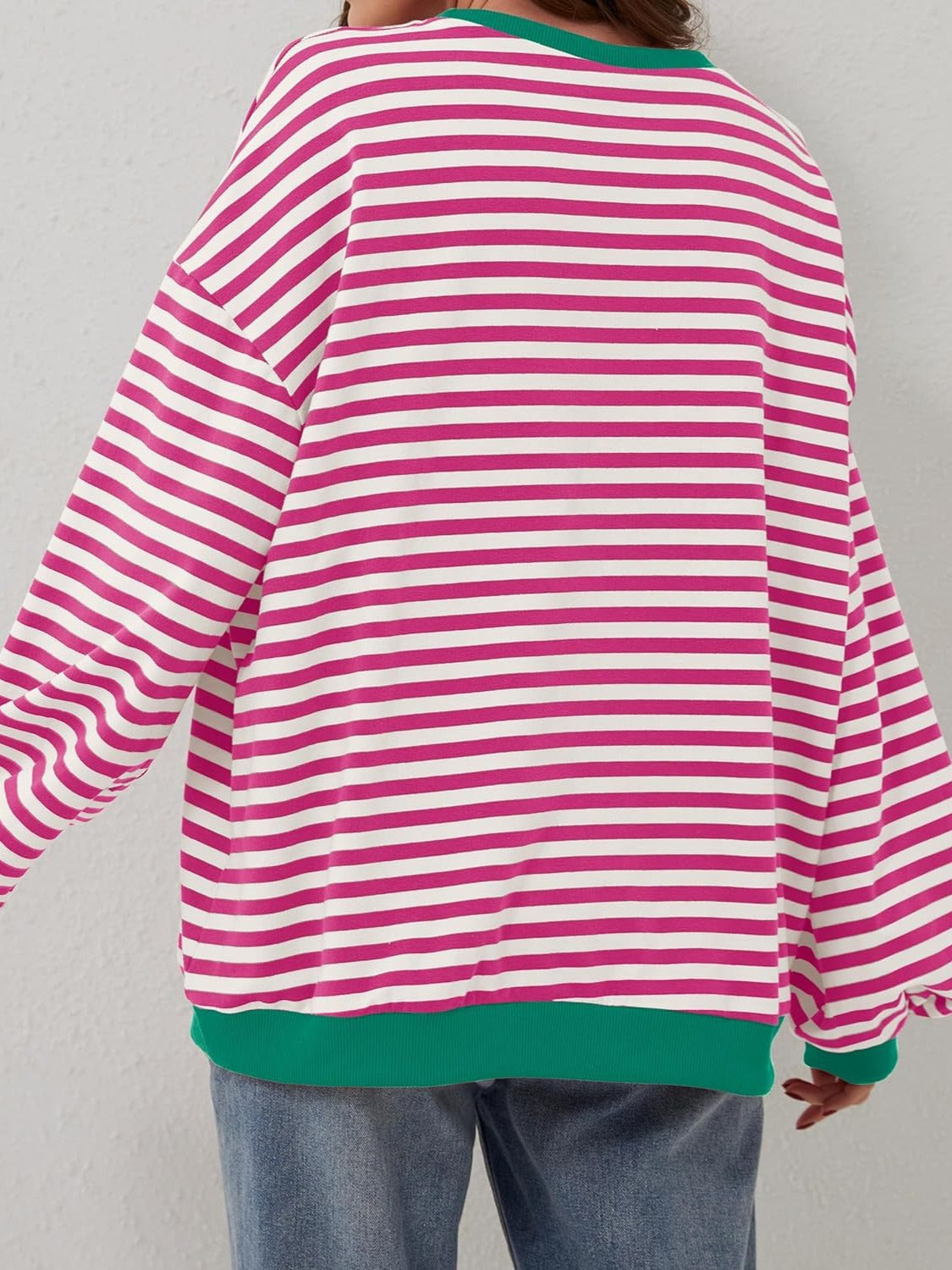 contrast striped long sleeve sweatshirt