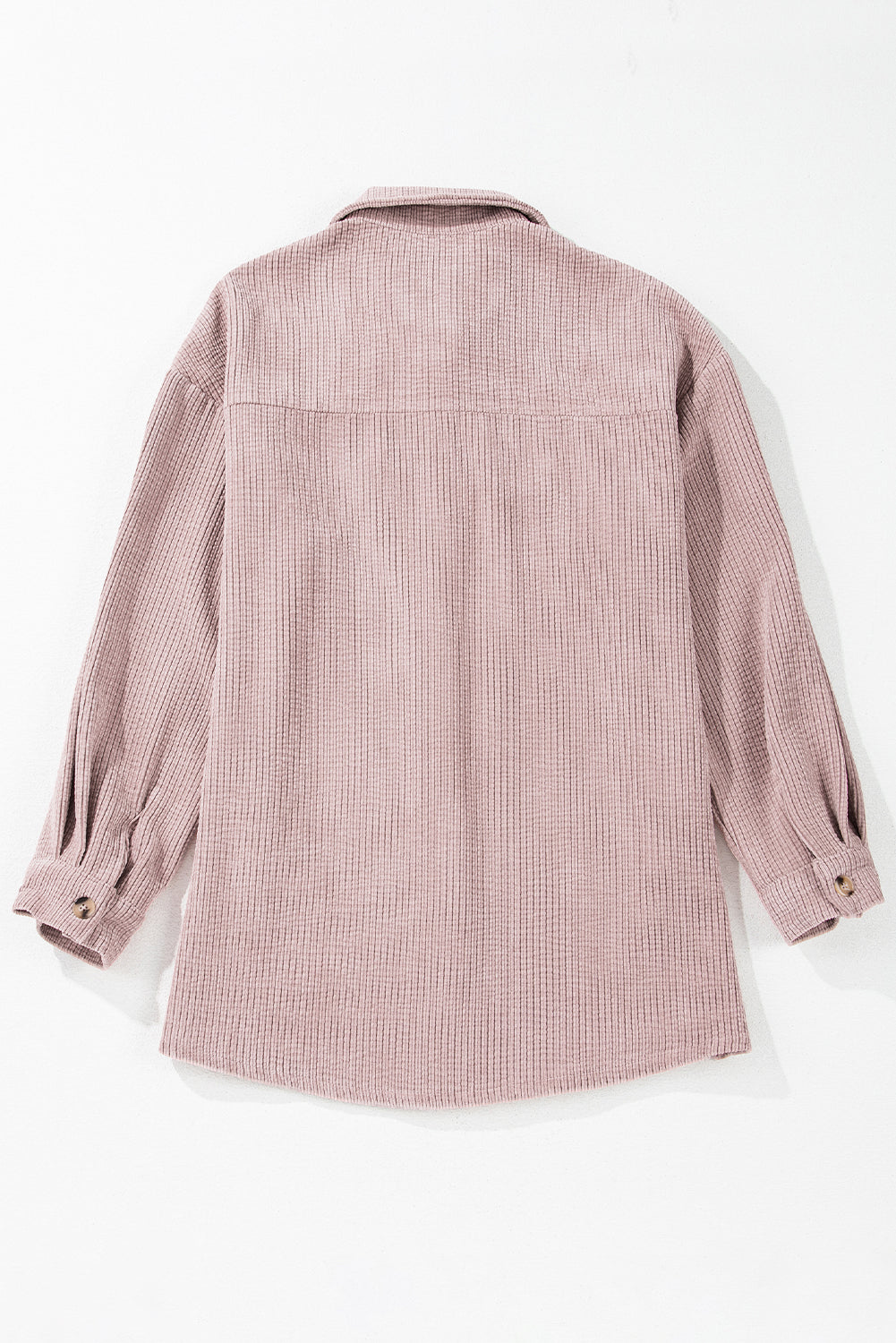 light pink corduroy flap pocket button up shacket