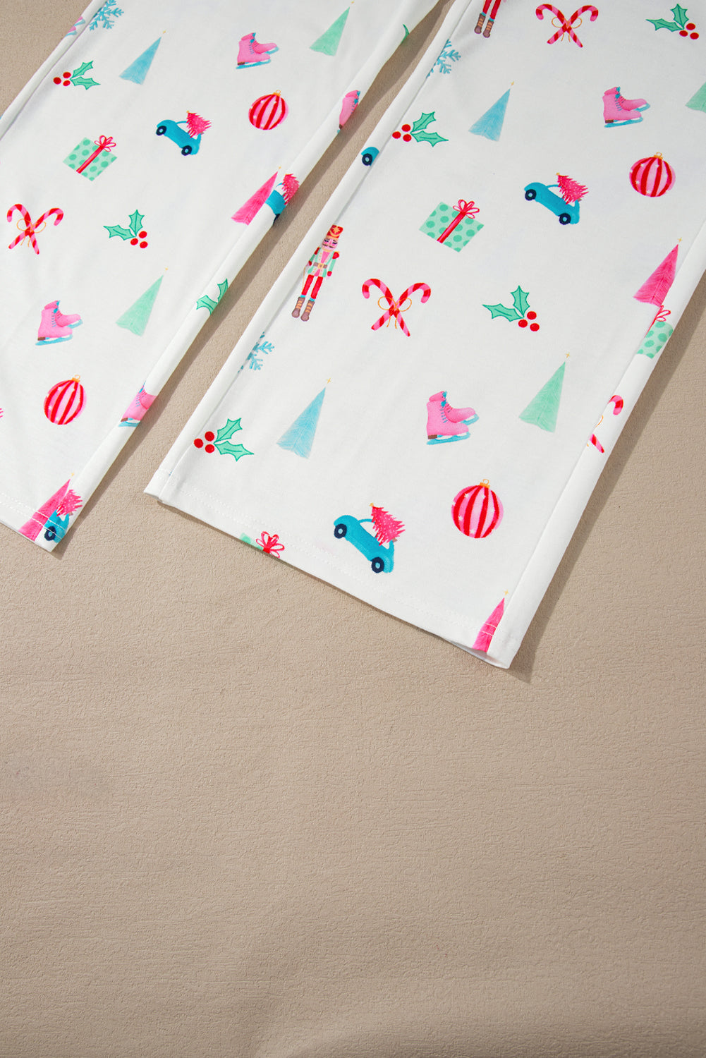 white christmas print lapel shirt and pants sleepwear