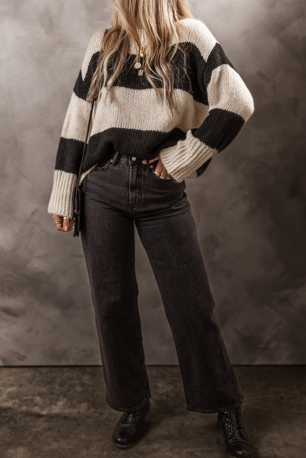 jet stream colorblock loose pullover sweater