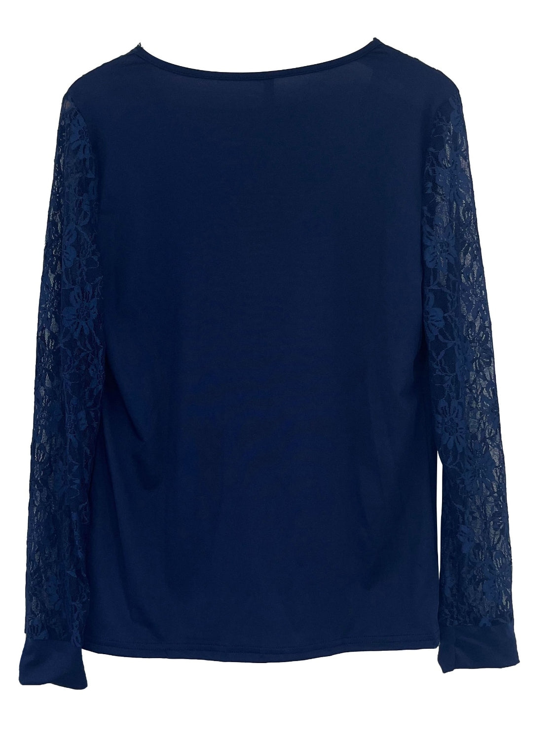full size lace detail v-neck long sleeve blouse