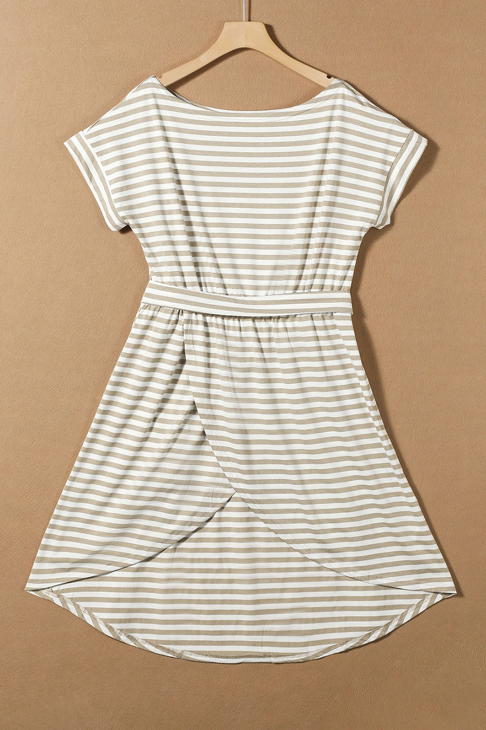 tied striped cap sleeve dress