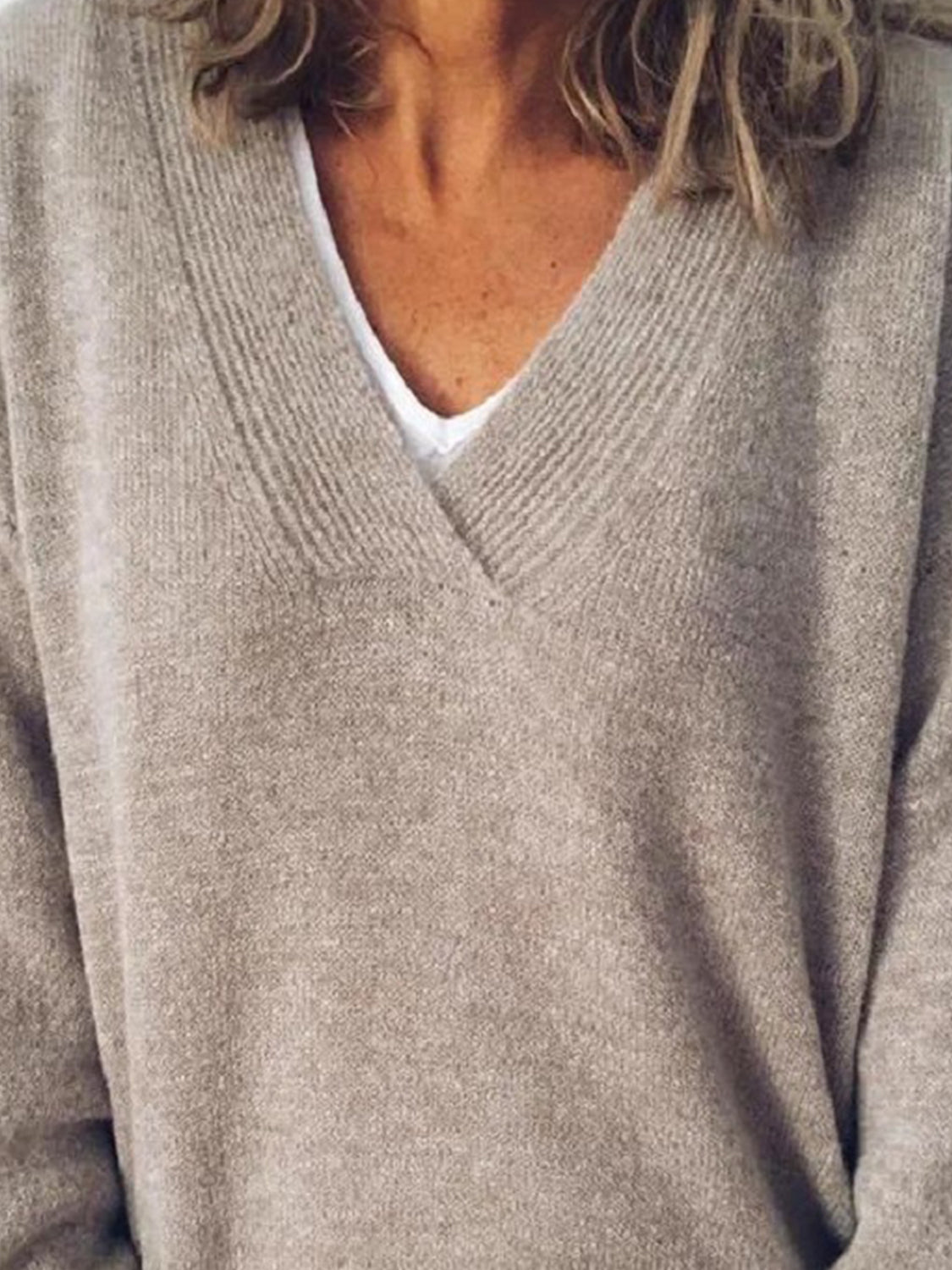 v-neck dropped shoulder sweater