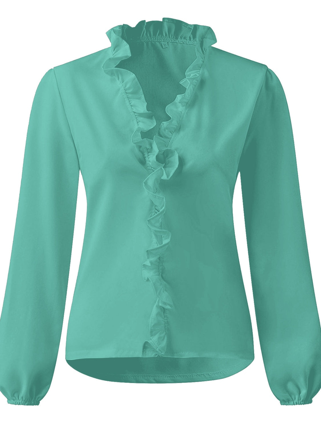 full size ruffled v-neck long sleeve blouse