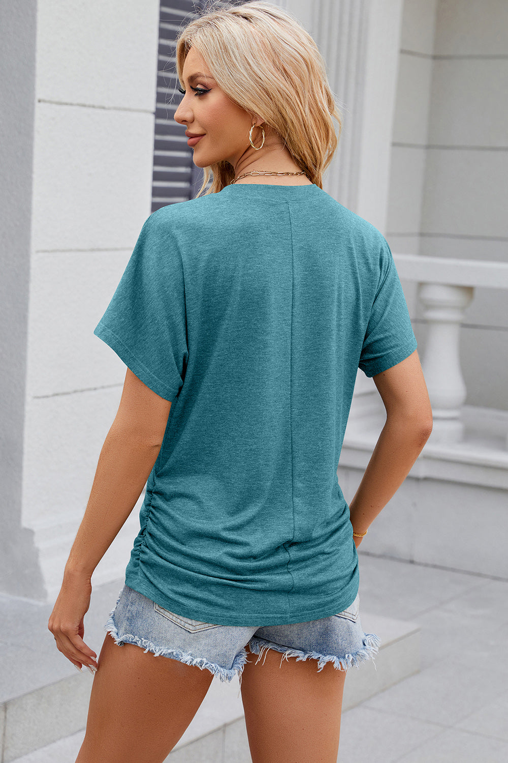 round neck flutter sleeve t-shirt