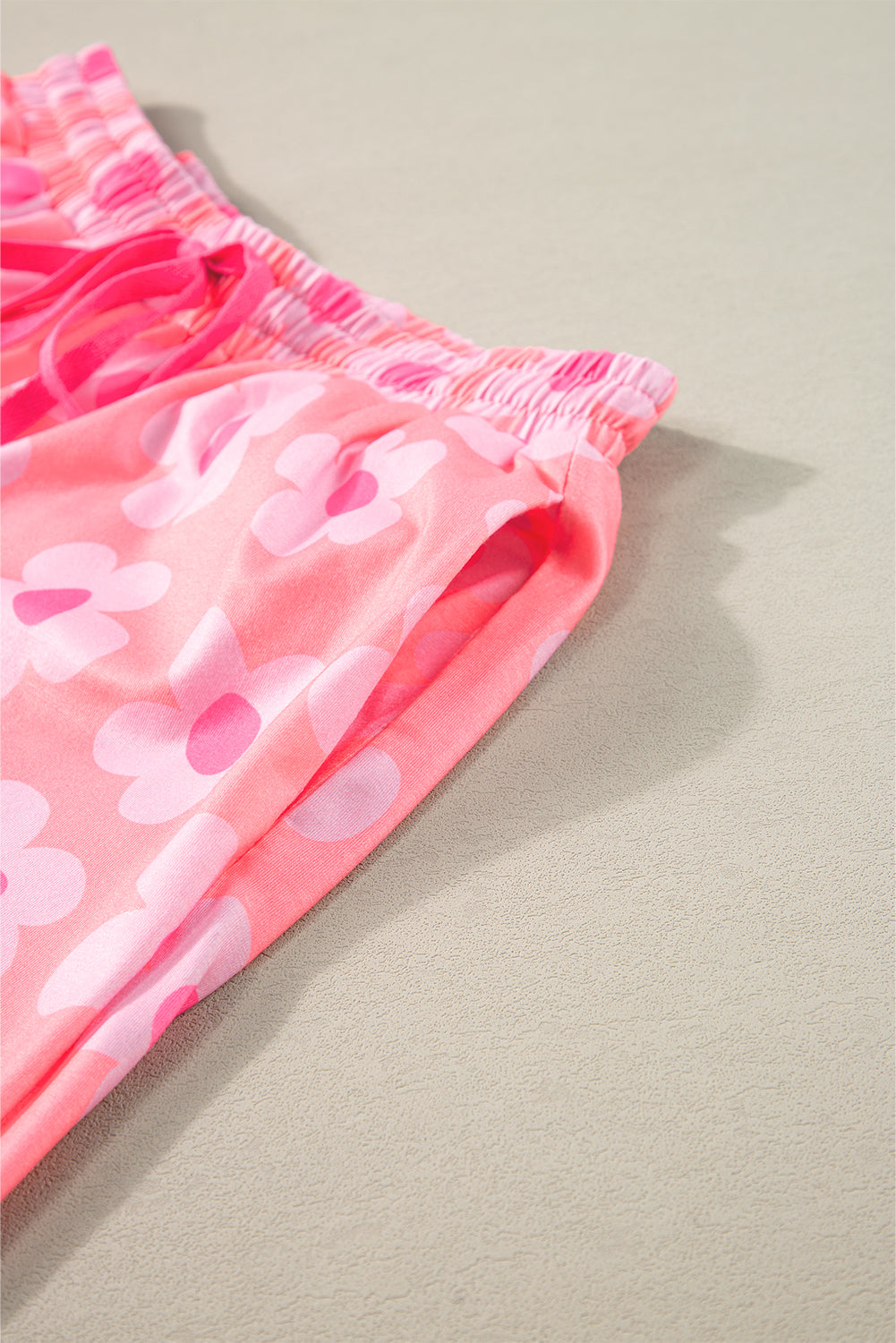 pink flower print short sleeve shirt pajamas set