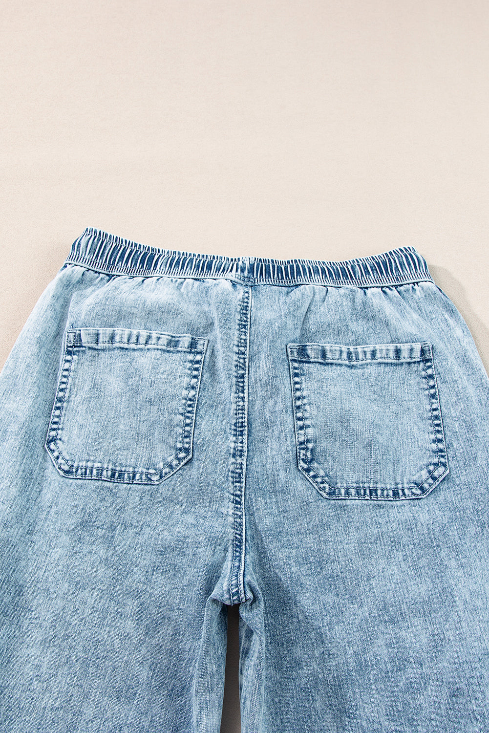 myosotis mineral wash drawstring waist loose straight denim pants